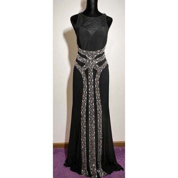 Stunning Rachel Allan Black Beaded Sleeveless Dress Prom Formal 8 MUST SEE!!! - Picture 1 of 12